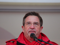 Jürgen Wechsler taking part in a strike at a BMW factory site in Munich, Germany, 2 February 2017. A few thousand came to the rally in front...