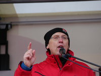 Horst Lischka taking part in a strike at a BMW factory site in Munich, Germany, 2 February 2017. A few thousand came to the rally in front o...