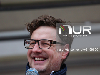 Comedian Florian Simbeck, known for his part of Stefan Lust in 'Stefan und Erkan' is seen during a strike at a BMW factory site in Munich, G...