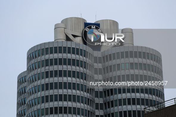 BMW facory is seen during a strike at a BMW factory site in Munich, Germany, 2 February 2017.. A few thousand came to the rally in front of...