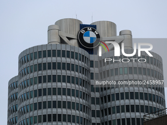 BMW facory is seen during a strike at a BMW factory site in Munich, Germany, 2 February 2017.. A few thousand came to the rally in front of...