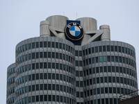 BMW facory is seen during a strike at a BMW factory site in Munich, Germany, 2 February 2017.. A few thousand came to the rally in front of...