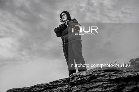 Italy, Sardinia 2014 Rosaria enjoy a day of with her daughter near to the sea side. 