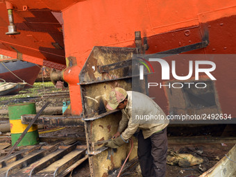 A worker welding on a ship parts at Keraniganj, Dhaka, Bangladesh on 18 February 2018. When it comes to shipping, Bangladesh is known mostly...