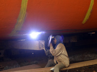 A worker welding on a ship at Keraniganj, Dhaka, Bangladesh on 18 February 2018. When it comes to shipping, Bangladesh is known mostly as a...