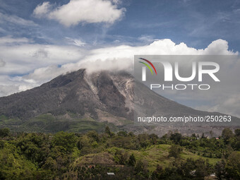 Mount Sinabung seen from Tiga Pancur village, Simpang Empat Distric, Karo, North Sumatera. Indonesia. 15 September 2014. The volcano Mount S...