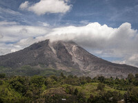 Mount Sinabung seen from Tiga Pancur village, Simpang Empat Distric, Karo, North Sumatera. Indonesia. 15 September 2014. The volcano Mount S...