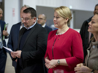 Mayor of Neukoelln Franzisk Giffey (2R) attends a Job Fair for Refugees and Migrants in Berlin, Germany on February 20, 2018. With over 200...