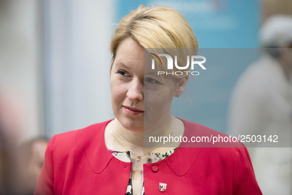 Mayor of Neukoelln Franzisk Giffey is pictured during the opening of a Job Fair for Refugees and Migrants in Berlin, Germany on February 20,...