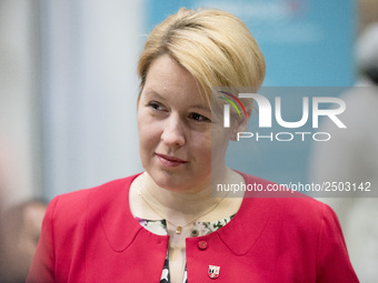 Mayor of Neukoelln Franzisk Giffey is pictured during the opening of a Job Fair for Refugees and Migrants in Berlin, Germany on February 20,...