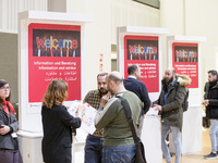 People attend a Job Fair for Refugees and Migrants in Berlin, Germany on February 20, 2018. With over 200 exhibitors and around 3000 job off...