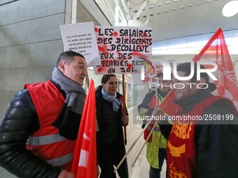 Coordinated one-day strike involving Air France pilots, cabin crew and ground staff at Roissy Charles-de-Gaulle airport in Roissy-en-France,...