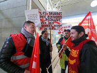 Coordinated one-day strike involving Air France pilots, cabin crew and ground staff at Roissy Charles-de-Gaulle airport in Roissy-en-France,...