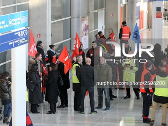 Coordinated one-day strike involving Air France pilots, cabin crew and ground staff at Roissy Charles-de-Gaulle airport in Roissy-en-France,...