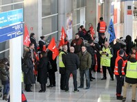 Coordinated one-day strike involving Air France pilots, cabin crew and ground staff at Roissy Charles-de-Gaulle airport in Roissy-en-France,...