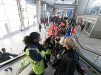 Coordinated one-day strike involving Air France pilots, cabin crew and ground staff at Roissy Charles-de-Gaulle airport in Roissy-en-France,...