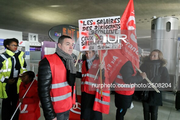 Coordinated one-day strike involving Air France pilots, cabin crew and ground staff at Roissy Charles-de-Gaulle airport in Roissy-en-France,...