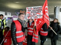 Coordinated one-day strike involving Air France pilots, cabin crew and ground staff at Roissy Charles-de-Gaulle airport in Roissy-en-France,...