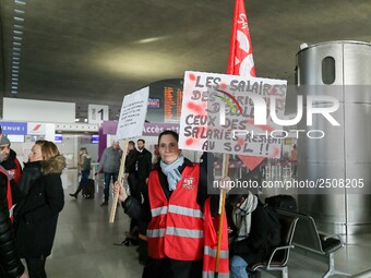 Coordinated one-day strike involving Air France pilots, cabin crew and ground staff at Roissy Charles-de-Gaulle airport in Roissy-en-France,...