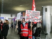 Coordinated one-day strike involving Air France pilots, cabin crew and ground staff at Roissy Charles-de-Gaulle airport in Roissy-en-France,...