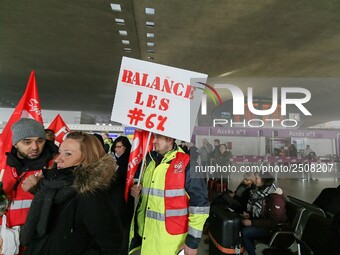 Coordinated one-day strike involving Air France pilots, cabin crew and ground staff at Roissy Charles-de-Gaulle airport in Roissy-en-France,...