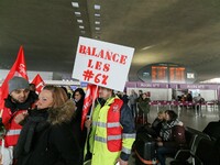 Coordinated one-day strike involving Air France pilots, cabin crew and ground staff at Roissy Charles-de-Gaulle airport in Roissy-en-France,...