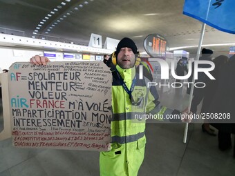 Coordinated one-day strike involving Air France pilots, cabin crew and ground staff at Roissy Charles-de-Gaulle airport in Roissy-en-France,...