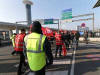 Coordinated one-day strike involving Air France pilots, cabin crew and ground staff at Roissy Charles-de-Gaulle airport in Roissy-en-France,...