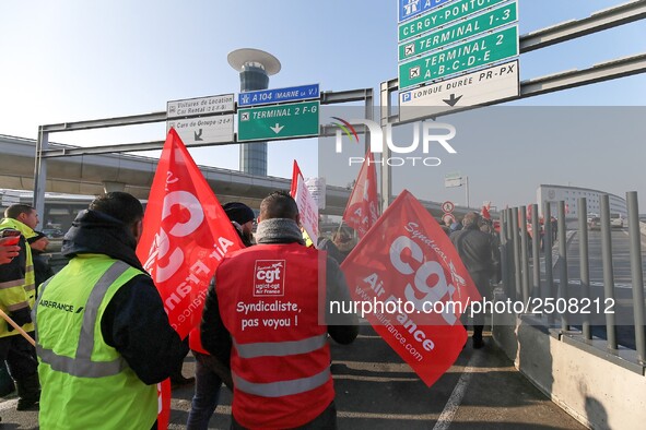 Coordinated one-day strike involving Air France pilots, cabin crew and ground staff at Roissy Charles-de-Gaulle airport in Roissy-en-France,...