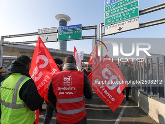 Coordinated one-day strike involving Air France pilots, cabin crew and ground staff at Roissy Charles-de-Gaulle airport in Roissy-en-France,...