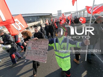 Coordinated one-day strike involving Air France pilots, cabin crew and ground staff at Roissy Charles-de-Gaulle airport in Roissy-en-France,...