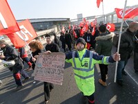 Coordinated one-day strike involving Air France pilots, cabin crew and ground staff at Roissy Charles-de-Gaulle airport in Roissy-en-France,...