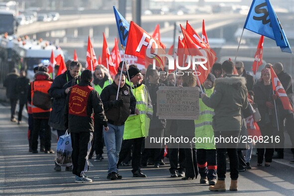 Coordinated one-day strike involving Air France pilots, cabin crew and ground staff at Roissy Charles-de-Gaulle airport in Roissy-en-France,...