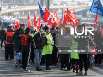 Coordinated one-day strike involving Air France pilots, cabin crew and ground staff at Roissy Charles-de-Gaulle airport in Roissy-en-France,...