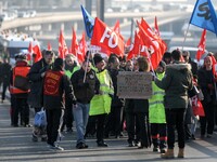 Coordinated one-day strike involving Air France pilots, cabin crew and ground staff at Roissy Charles-de-Gaulle airport in Roissy-en-France,...