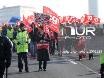 Coordinated one-day strike involving Air France pilots, cabin crew and ground staff at Roissy Charles-de-Gaulle airport in Roissy-en-France,...