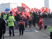 Coordinated one-day strike involving Air France pilots, cabin crew and ground staff at Roissy Charles-de-Gaulle airport in Roissy-en-France,...