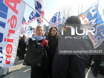 Coordinated one-day strike involving Air France pilots, cabin crew and ground staff at Roissy Charles-de-Gaulle airport in Roissy-en-France,...