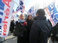 Coordinated one-day strike involving Air France pilots, cabin crew and ground staff at Roissy Charles-de-Gaulle airport in Roissy-en-France,...