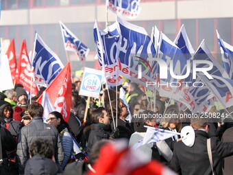 Coordinated one-day strike involving Air France pilots, cabin crew and ground staff at Roissy Charles-de-Gaulle airport in Roissy-en-France,...