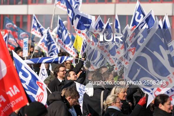 Coordinated one-day strike involving Air France pilots, cabin crew and ground staff at Roissy Charles-de-Gaulle airport in Roissy-en-France,...