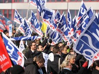 Coordinated one-day strike involving Air France pilots, cabin crew and ground staff at Roissy Charles-de-Gaulle airport in Roissy-en-France,...