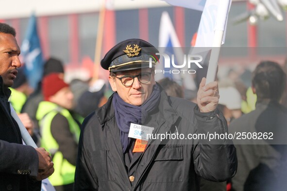 Coordinated one-day strike involving Air France pilots, cabin crew and ground staff at Roissy Charles-de-Gaulle airport in Roissy-en-France,...