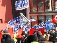 Coordinated one-day strike involving Air France pilots, cabin crew and ground staff at Roissy Charles-de-Gaulle airport in Roissy-en-France,...