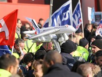 Coordinated one-day strike involving Air France pilots, cabin crew and ground staff at Roissy Charles-de-Gaulle airport in Roissy-en-France,...