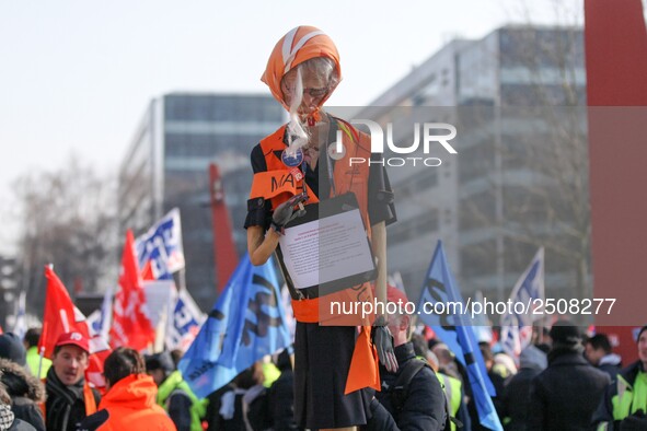 Coordinated one-day strike involving Air France pilots, cabin crew and ground staff at Roissy Charles-de-Gaulle airport in Roissy-en-France,...