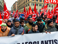 Logistic and transport workers from COBAS union organized a protest against the so-called "jobs-act" law in Rome, Italy on Saturday, Februar...