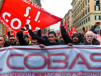 Logistic and transport workers from COBAS union organized a protest against the so-called "jobs-act" law in Rome, Italy on Saturday, Februar...