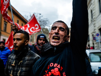 Logistic and transport workers from COBAS union organized a protest against the so-called "jobs-act" law in Rome, Italy on Saturday, Februar...