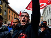 Logistic and transport workers from COBAS union organized a protest against the so-called "jobs-act" law in Rome, Italy on Saturday, Februar...